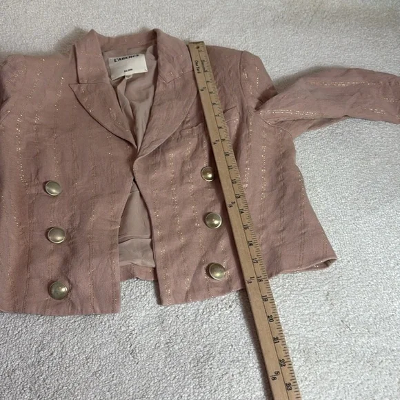 L'agence Inez Linen Blend Crop Blazer-Pink-Size 6-Linen Blend - Picture 5 of 8